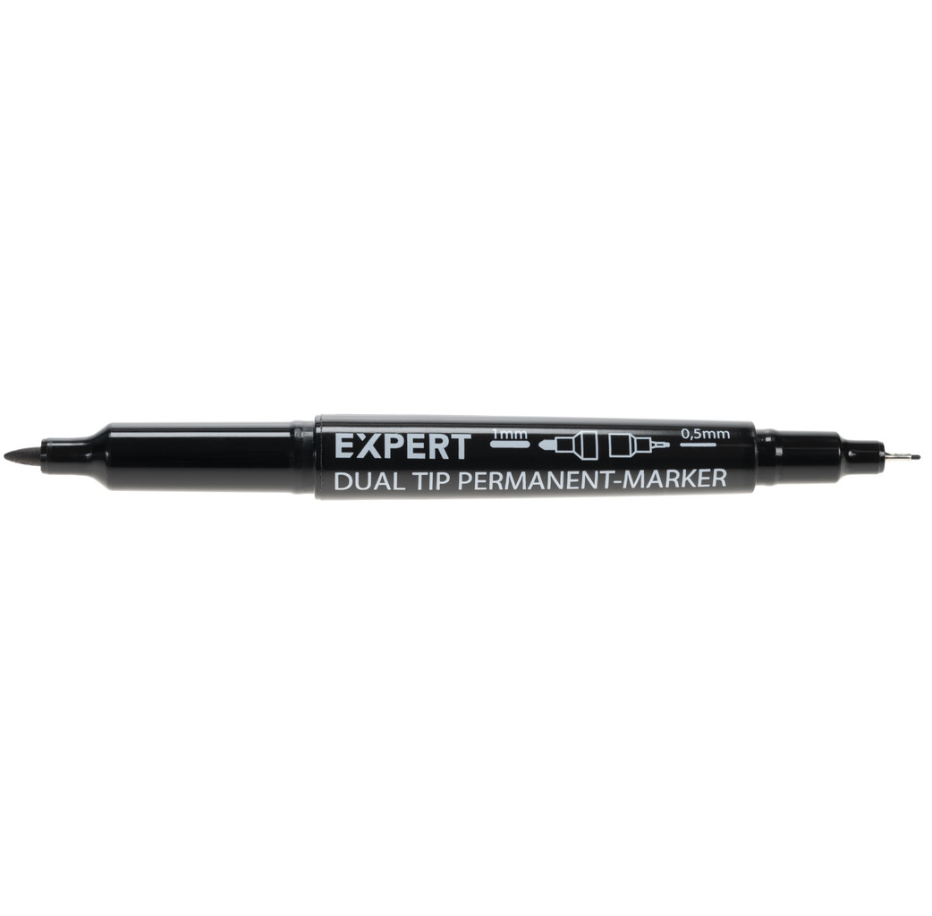 Expert Expert Dubbel Dual Tip permanent markeerstift - zwart - 1,0 en 0,5 mm - 8431010