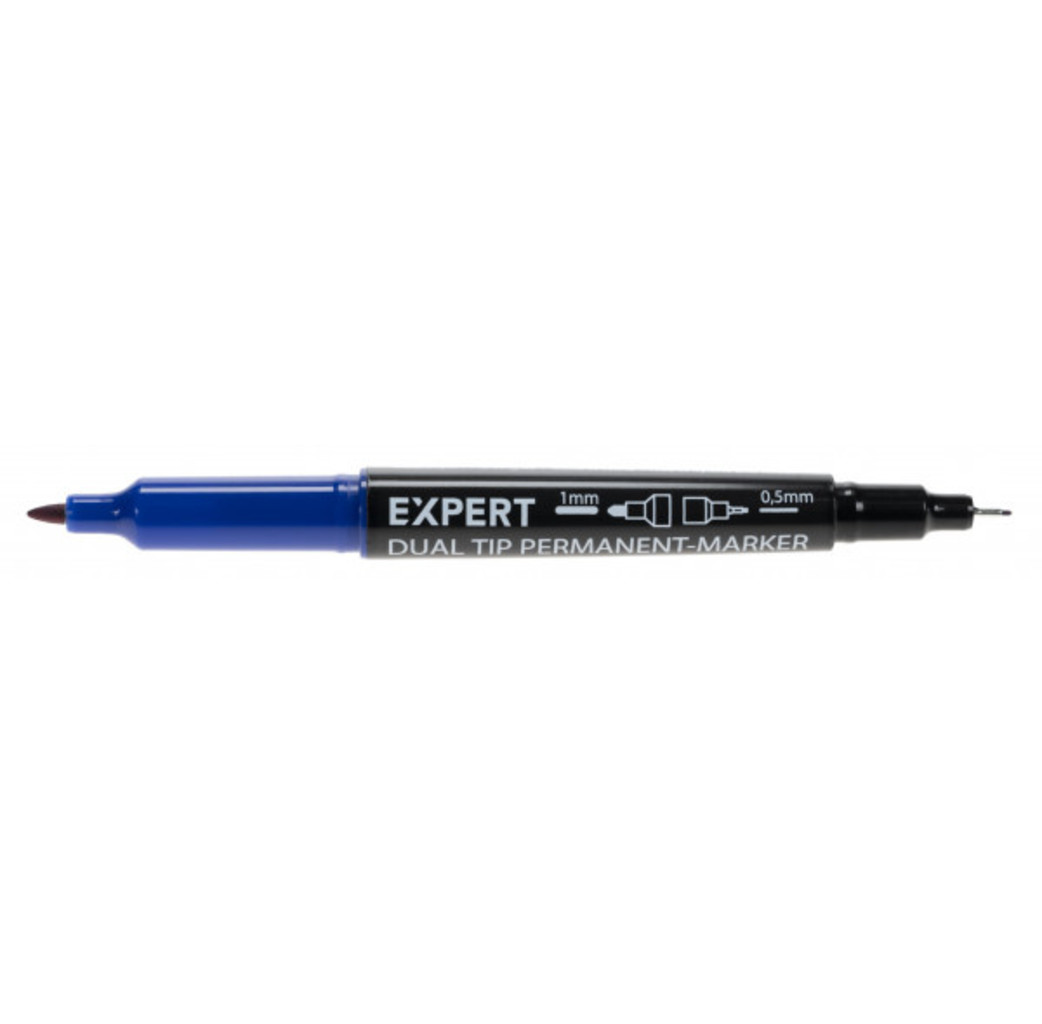 Expert Expert Dubbel Dual Tip permanent markeerstift - blauw - 1,0 en 0,5 mm - 8433010