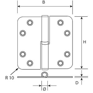 Dulimex Dulimex Kogelstiftpaumelle SKG***® - 89x89 mm - links - ronde hoeken - RVS zwart gelakt - 1