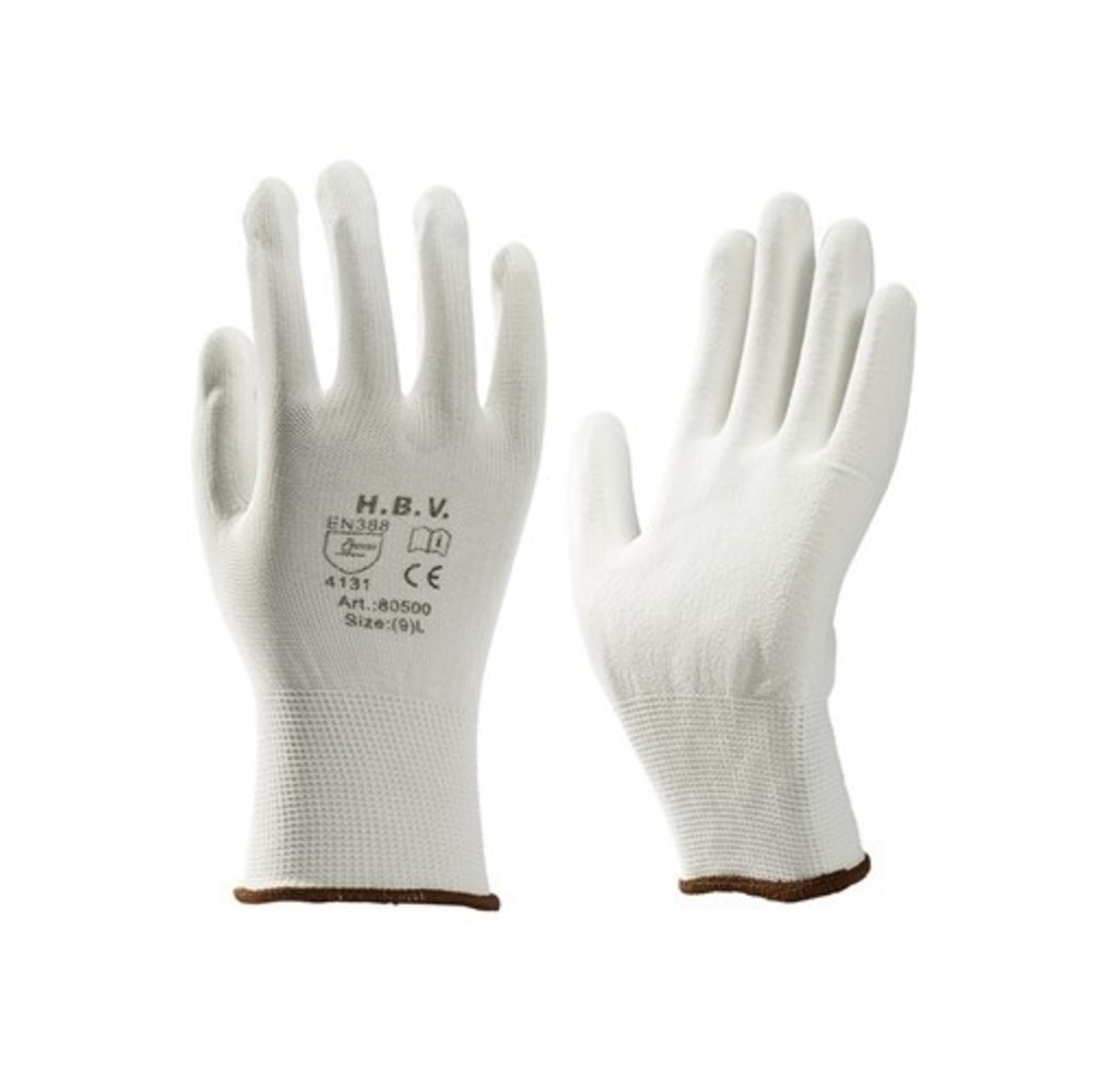 HBV safety gloves HBV 80500 PU Montage- werkhandschoen - wit