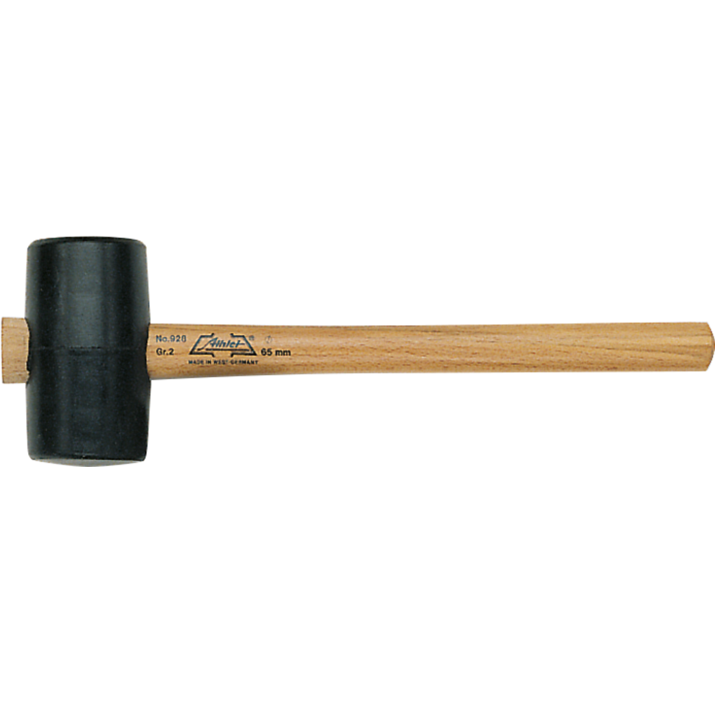 Athlet Athlet 928 Rubberen hamer met houten steel - Gr. 2, Ø65 mm - zwart