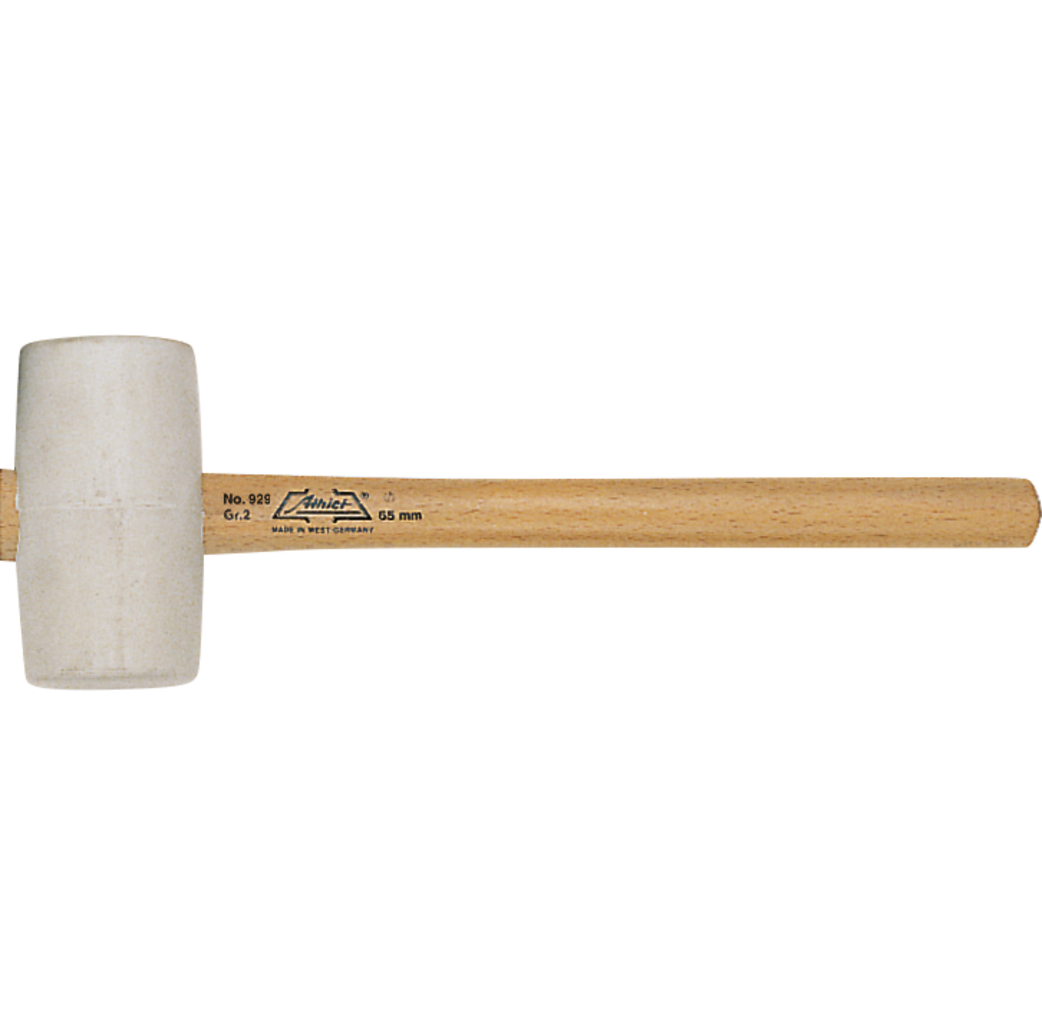 Athlet Athlet 929 Rubberen hamer met houten steel - Gr. 3, Ø75 mm - wit