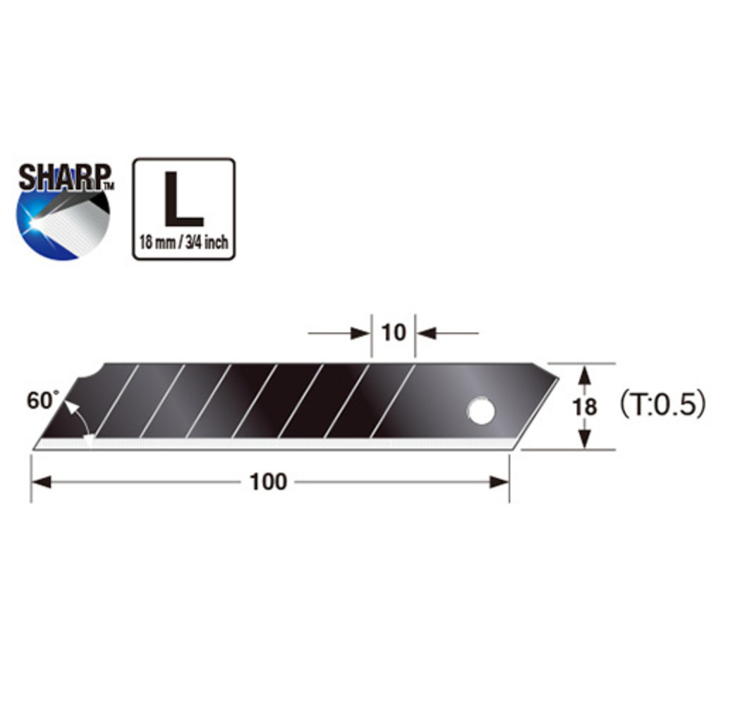 Tajima Tajima LCB50RBC/K1 Razar black reserve afbreekmessen - 18 mm - 10 stuks