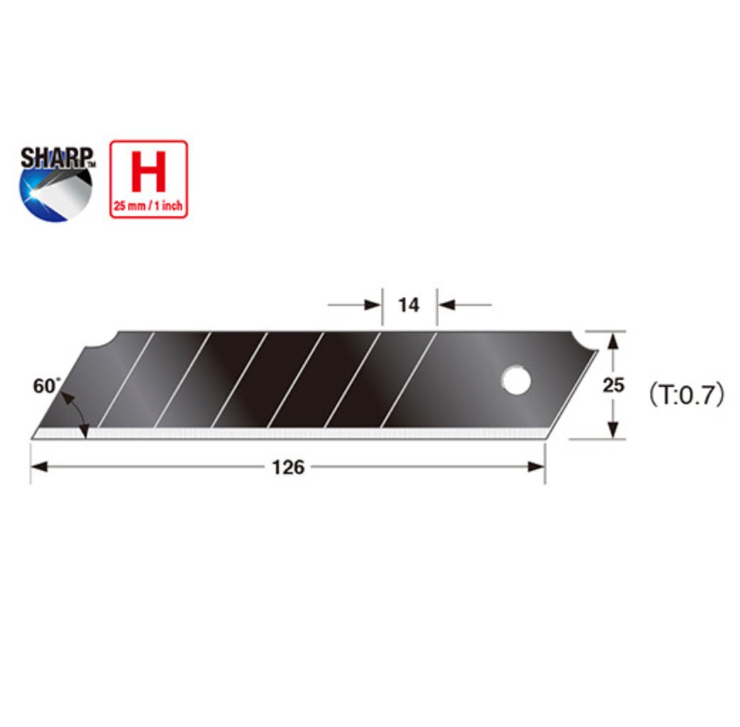 Tajima Tajima CB-65RB Razar Black Blade™ H reserve afbreekmessen - 25 mm - 10 stuks