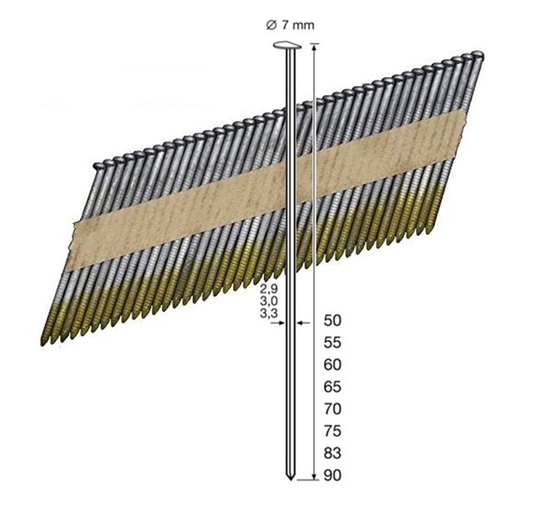 Dutack Fasteners Dutack Stripnagel papiergebonden 34° - 2,8x75 mm - geringd - 4000 stuks - 5150037