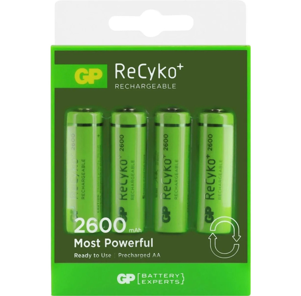 GP batteries GP Recyko+ Oplaadbare batterijen - 4x AA 2600 mAh, 1,2V