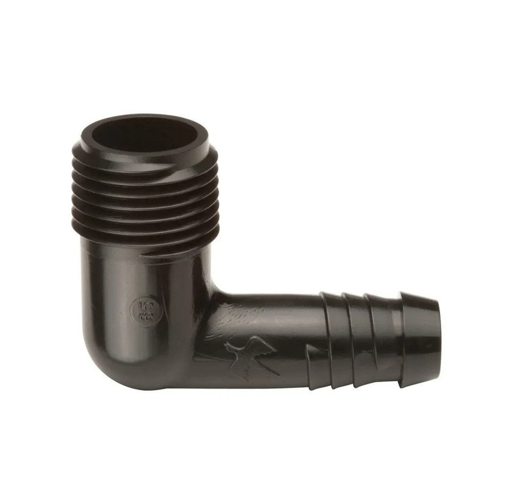 RainBird Rain Bird SBE050 knie 90° voor SPX Flex slang - 1/2" buitendraad x 12,5 mm tule - zwart