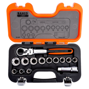 Bahco Bahco S140T Doorsteekdoppenset met scharnierende ratel - 14-delig - 1