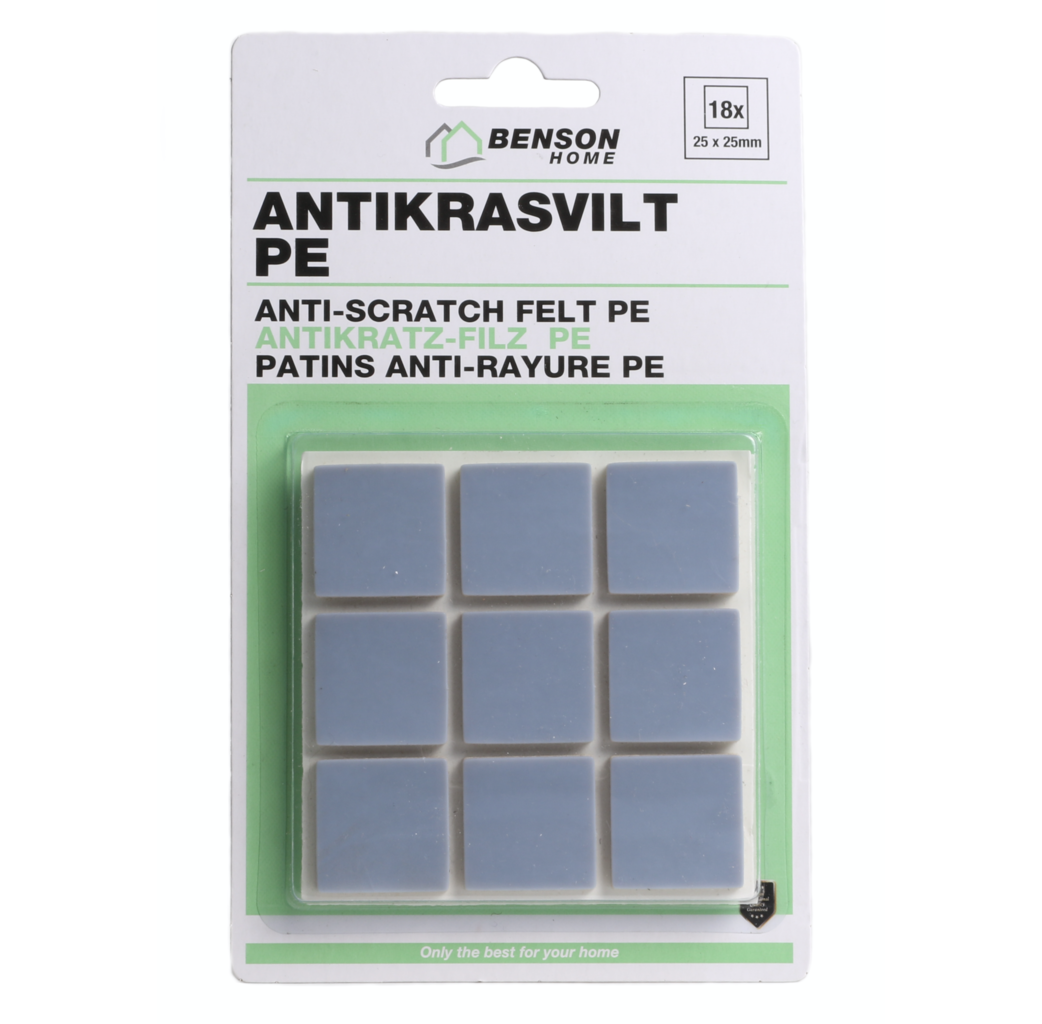 Benson Products Benson 010188 Antikras vilt met PE - grijs - 25x25 mm