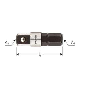 Rotec Rotec Adapter 1/4"- C6,3 naar 1/4" 4-kant met kogel - 25 mm - 820.00101 - 0