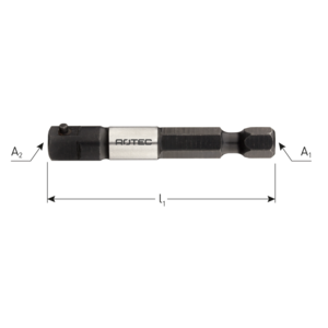 Rotec Rotec Adapter 1/4"- E6,3 naar 1/4" 4-kant met stift - 50 mm - 820.00301 - 0