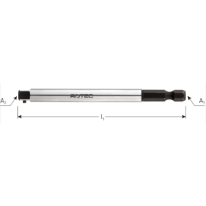 Rotec Rotec Adapter 1/4"- E6,3 naar 1/4" 4-kant met stift - 100 mm - 820.00401 - 0