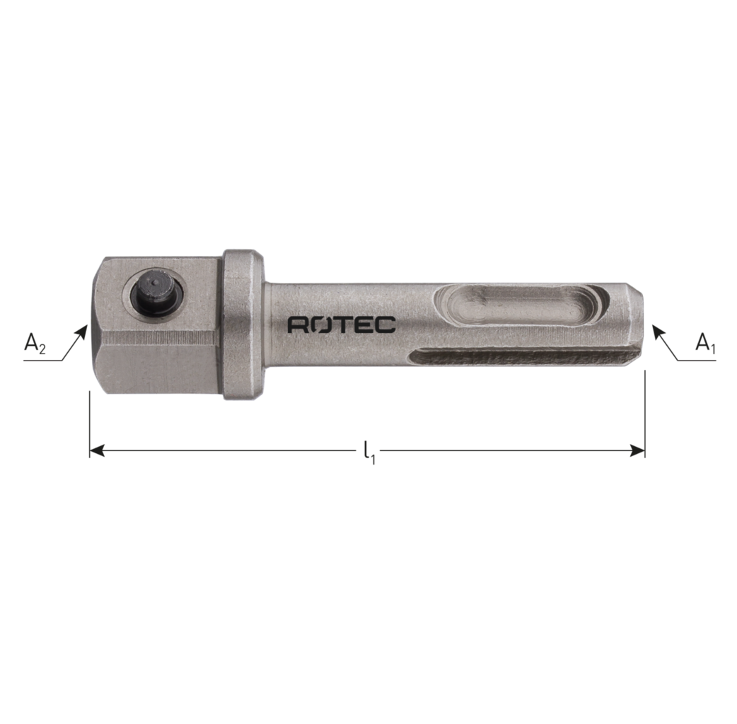 Rotec Rotec Adapter SDS-plus naar 1/2" 4-kant met stift - 60 mm - 820.00901