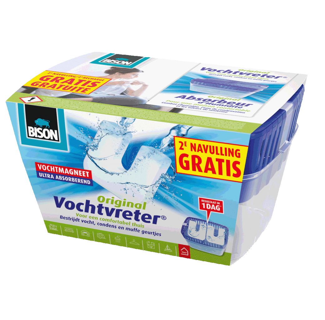 Bison Bison Vochtvreter® Original apparaat 900 gram + gratis vochtmagneet navulling - 6313249