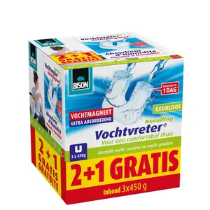 Bison Bison Vochtvreter® vochtmagneet - 2 x 450 gram + 1 gratis 450 gram navulling - 6314038