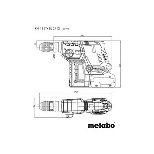 Metabo Metabo KH 18 LTX BL 24 Q SET ISA accu boorhamer body met stofafzuigunit - SDS-plus - 18V - 2.2J - koolborstelloos - Metabox 185 XL - 601714900 - 1