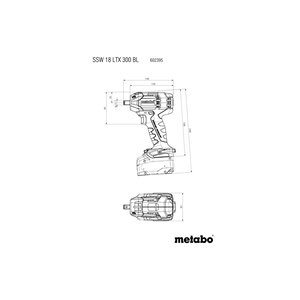 Metabo Metabo SSW 18 LTX 300 BL accu slagschroevendraaier/- slagmoersleutel body - 18V - 300/480 Nm - koolborstelloos - Metabox 145 - 602395840 - 1