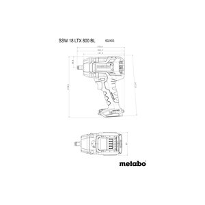Metabo Metabo SSW 18 LTX 800 BL accu slagschroevendraaier/- slagmoersleutel body - 18V - 800/1200 Nm - koolborstelloos - Metabox 145 L - 602403840 - 1