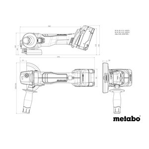 Metabo Metabo W 18 L BL 9-125 accu haakse slijper body - 18V - Ø125 mm - koolborstelloos - metabox 165 L - 602374840 - 1
