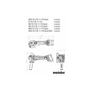 Metabo Metabo WB 18 LT BL 11-125 QUICK accu haakse slijper body - 18V - Ø125 mm - koolborstelloos - metabox 165 L - 613054840 - 3