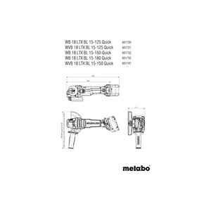 Metabo Metabo WB 18 LTX BL 15-125 QUICK accu haakse slijper body - 18V - Ø125 mm - koolborstelloos - metabox 165 L - 601730840 - 2