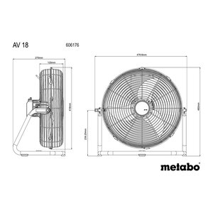 Metabo Metabo AV 18 accu ventilator body - 18V - 355 mm - 606176850 - 1