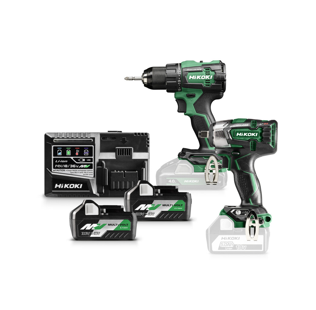 Hikoki powertools Hikoki KC18DEWDZ Combopack DS18DE + WR18DBDL2 - 2 x 5.0 Ah 18V / 2.5 Ah 36V - koolborstelloos - HSC III