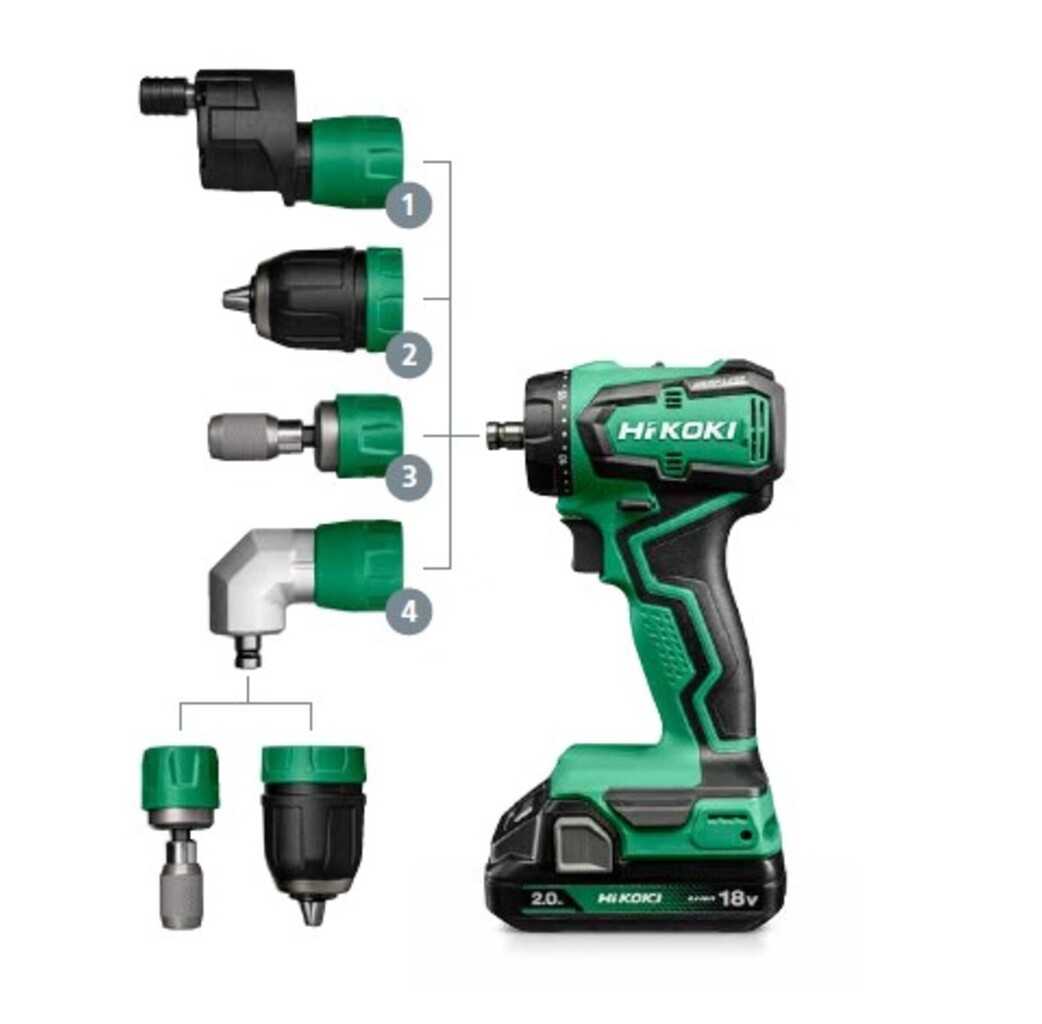 Hikoki powertools Hikoki DS18DDQWRZ Accu boor- schroefmachine met opzetstukken - 2x 18V, 2.0 Ah - 55 Nm - koolborstelloos - HSC II