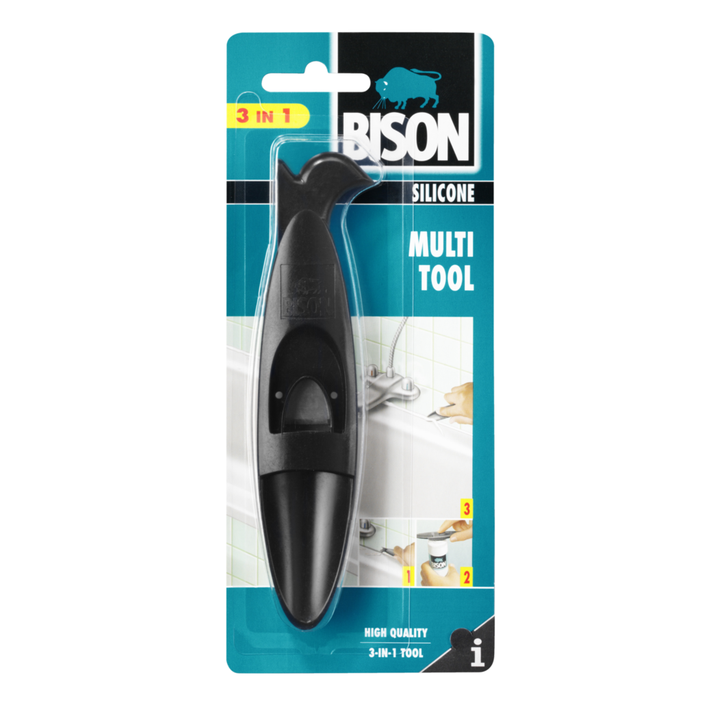Bison Bison Siliconen multi-tool 3 in 1 - zwart - 1499016