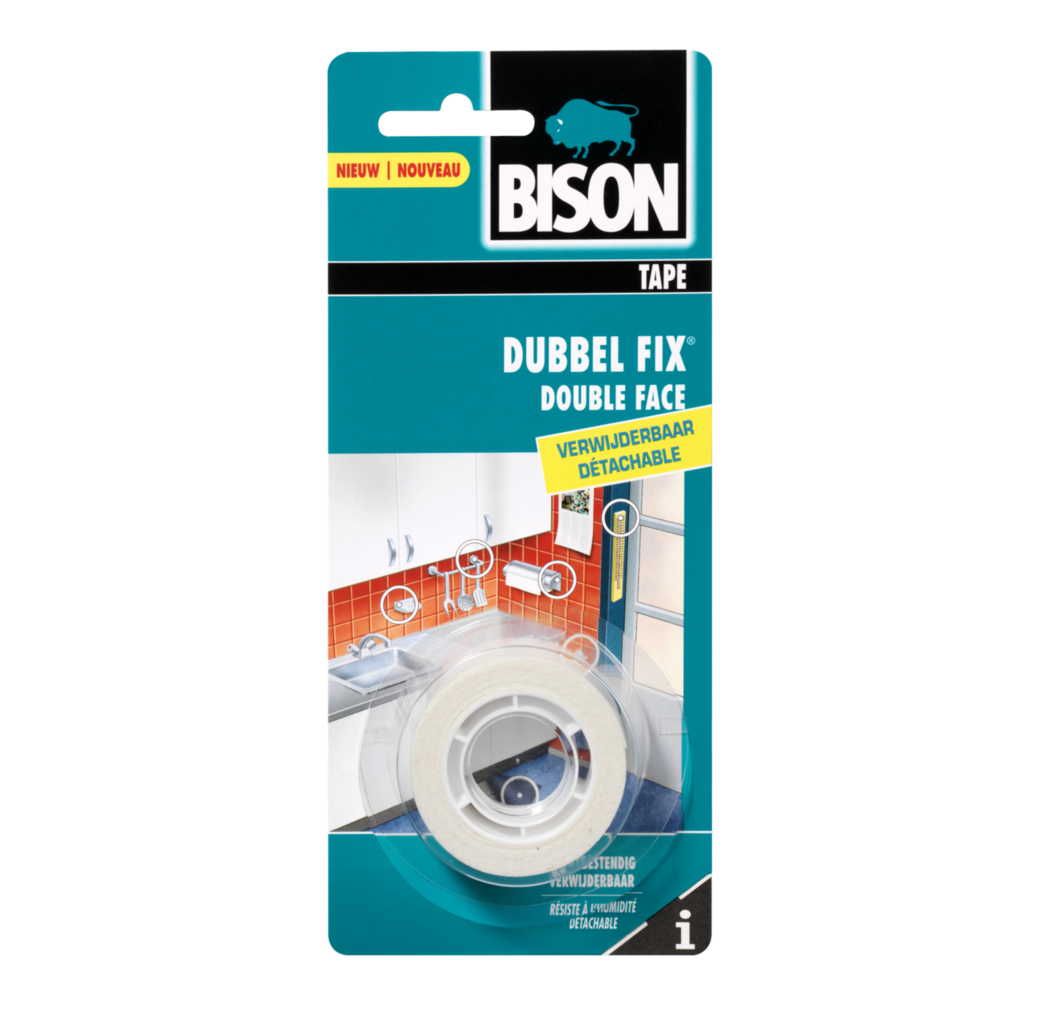 Bison Bison Dubbel Fix dubbelzijdige tape - 1,5 meter x 19 mm - wit - 6302408