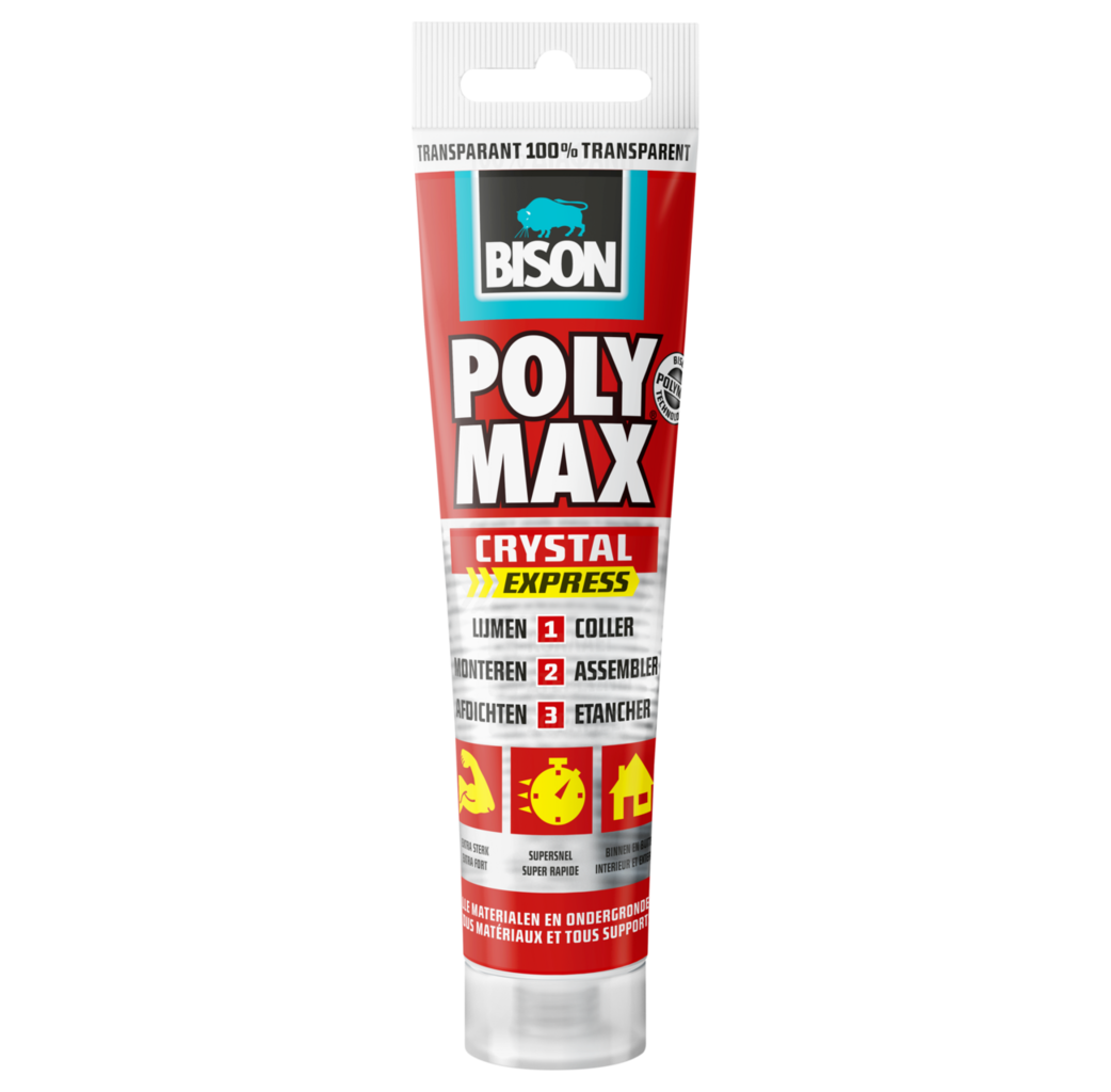 Bison Bison POLY MAX® Crystal Express montagekit - transparant - 115 gram - tube - 6300417