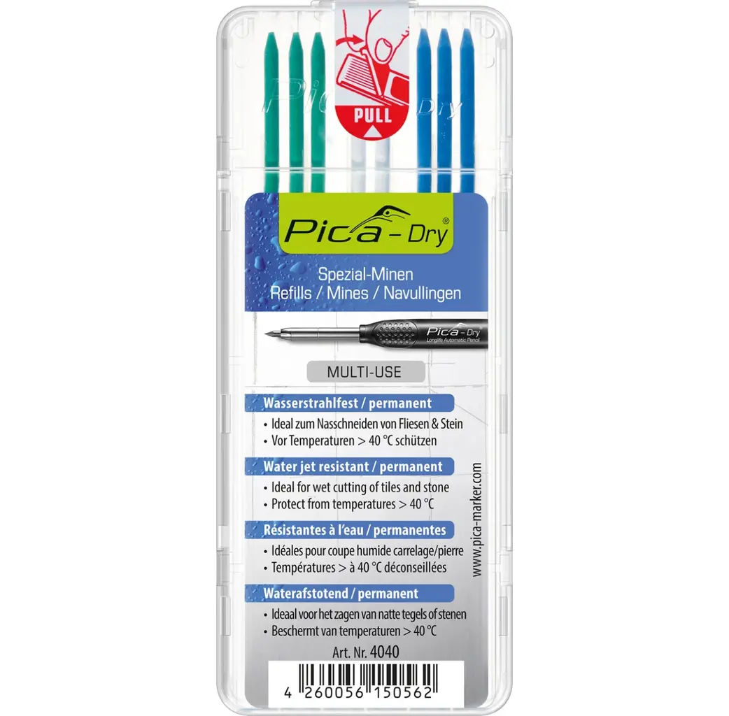 Pica Pica Dry 4040 Navulling tbv 3030 potlood - multikleur - 8 stuks