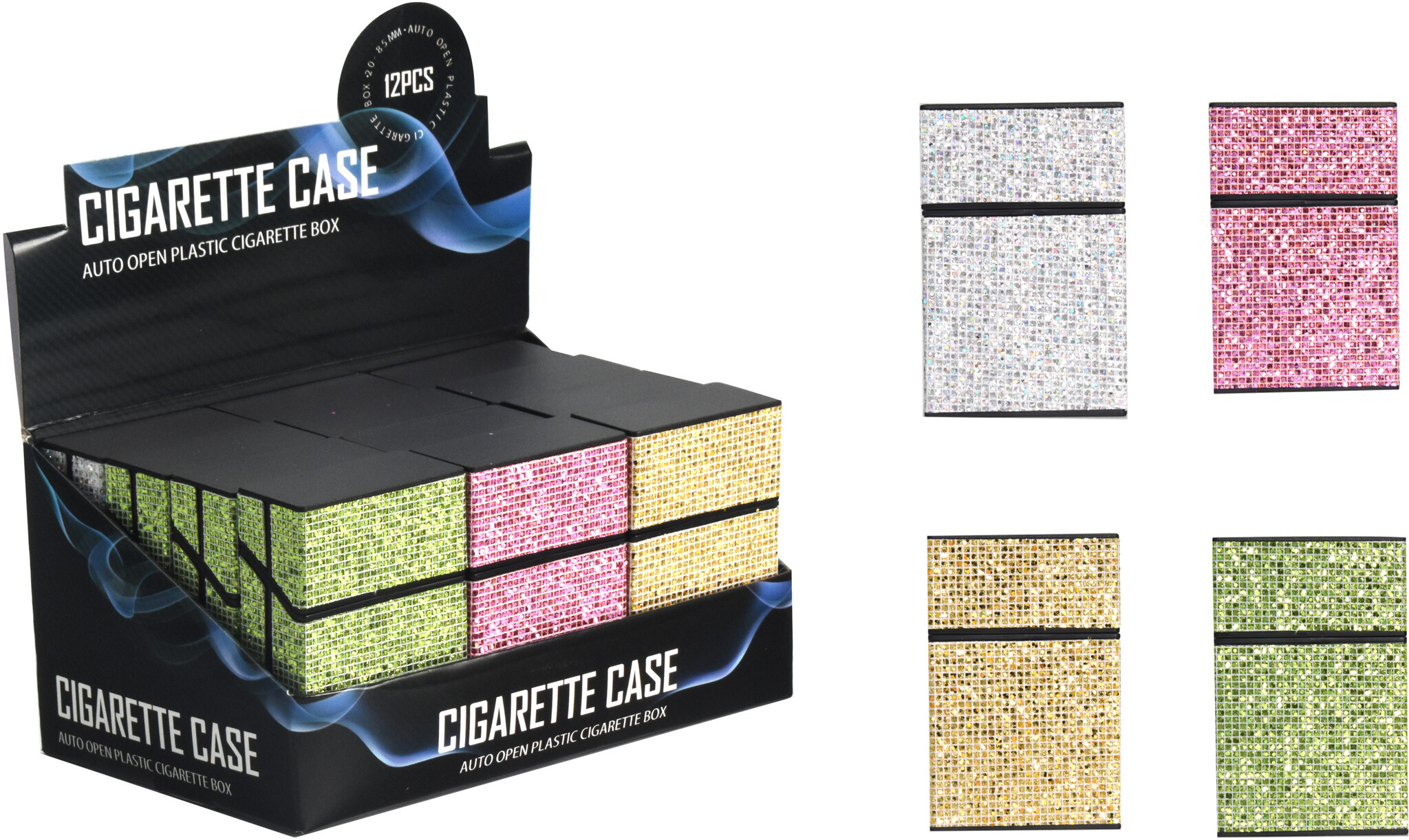 Sigarettendoosje 20 stuks glitter zilver