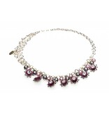 Bijou Gio Design™ Necklace and Bracelet in 1 in Grey Pink Flower