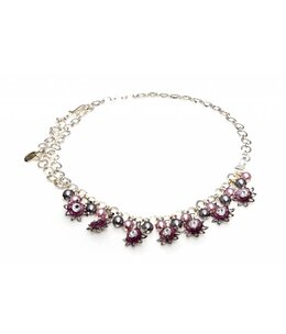 Bijou Gio Design™ Necklace and Bracelet in 1 in Grey Pink Flower