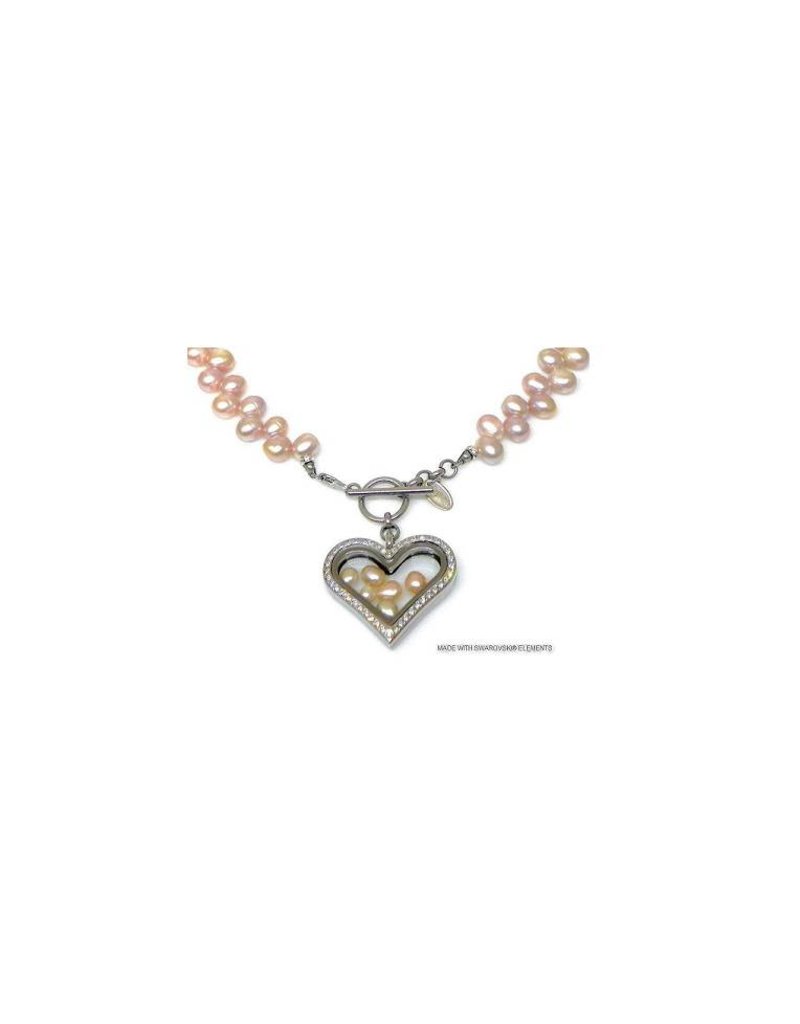 Bijou Gio Design™ Pearl Collier with Stainless Steel Memory Locket and mini Pearls