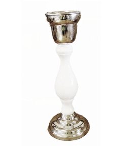 Robust classic candlestick white with silver