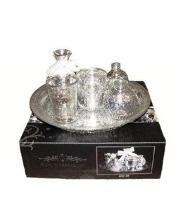 Plateau with Antique Look Silver Vases - Set of 6 pieces