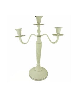 Candlestick 3-arms whitewash, height 38 cm