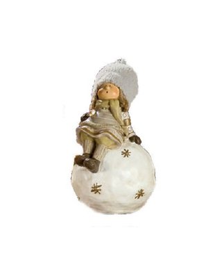 Ceramics Sculpture Child Lapland on Globe with Sugar Stick