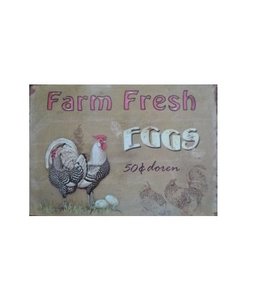 Nostalgische Metalen Wandbord Farm Fresh Eggs