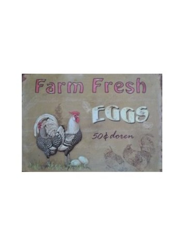 Nostalgische Metalen Wandbord Farm Fresh Eggs