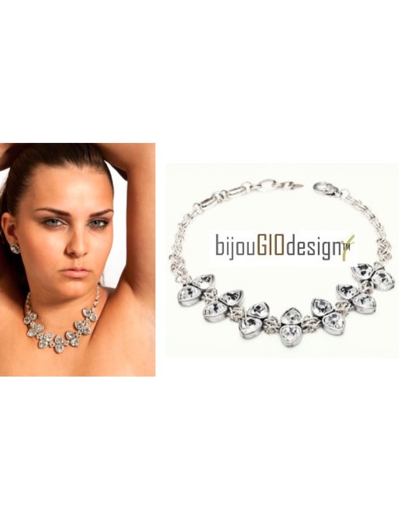 Bijou Gio Design™ Collier Dubbel Kristallen Hartjes