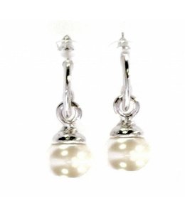 Silver Earrings with Ivory Pearl Bead