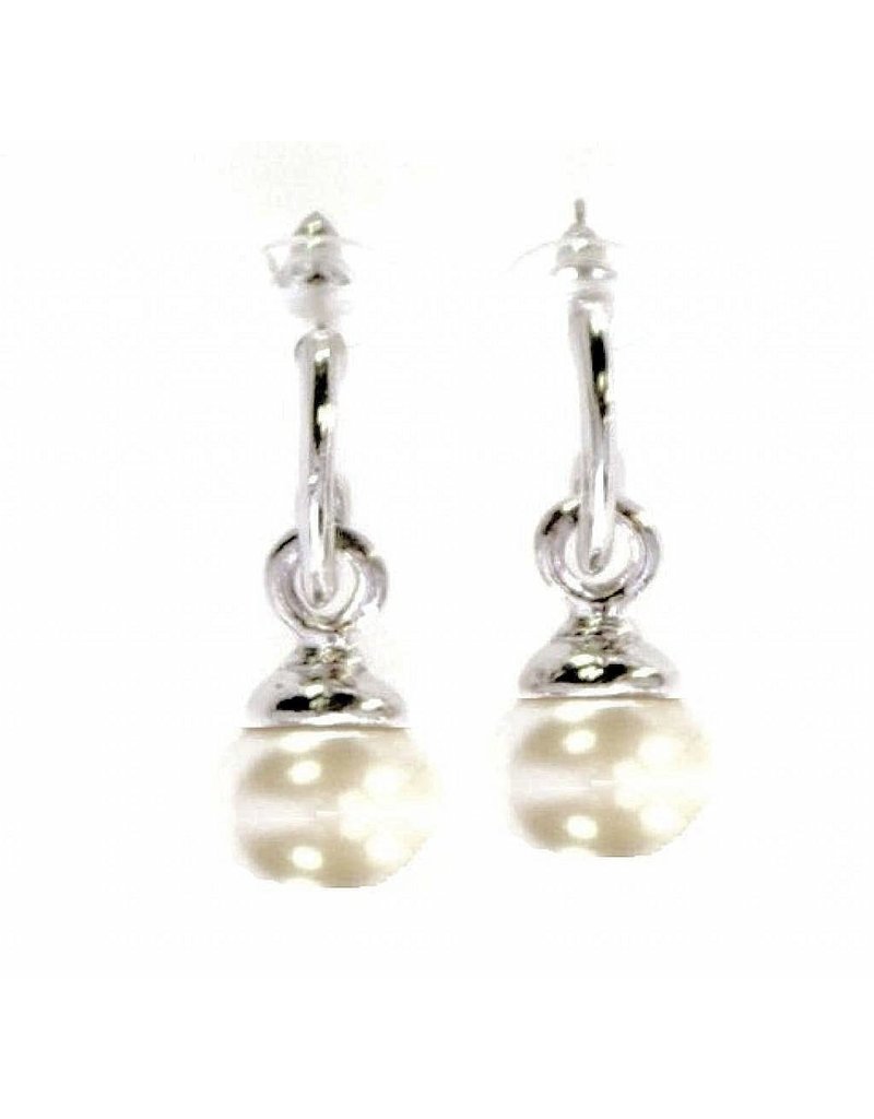 Silver Earrings with Ivory Pearl Bead