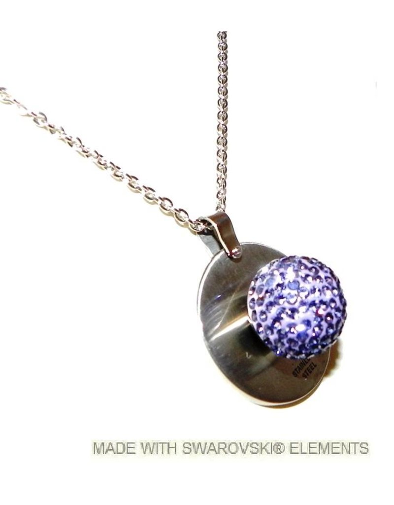 Stainless Steel necklace and pendant with removable Swarovski stone