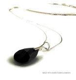 Bijou Gio Design™ Zilveren Ketting met Swarovski Elements Pear-Shaped "Jet"