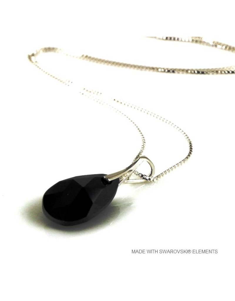 Bijou Gio Design™ Zilveren Ketting met Swarovski Elements Pear-Shaped "Jet"