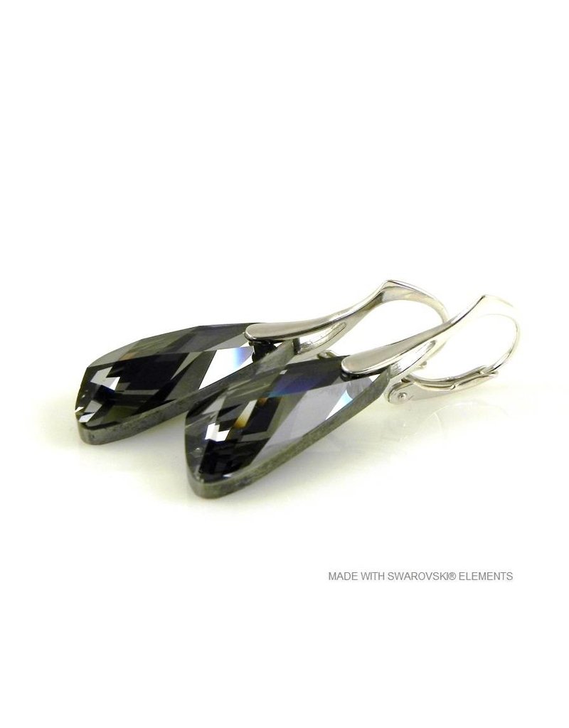 Bijou Gio Design™ Zilveren Oorbellen met Swarovski Elements Wing "Silver Night"