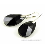 Bijou Gio Design™ Silver Earrings with Swarovski Elements Pear-Shaped "Jet"